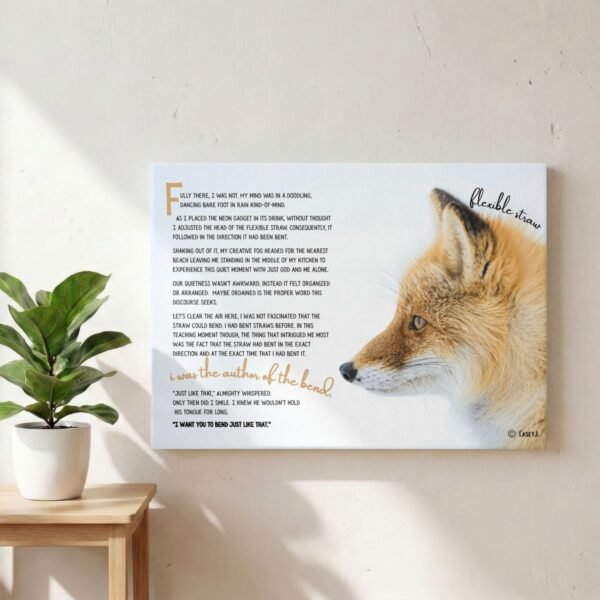 Modern Christian Art “Flexible Straw” | Christian Red Fox Wall Art with Inspirational Poem | Fine Art Photography Print